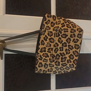 Coach leopard print shoulder bag and clutch wallet